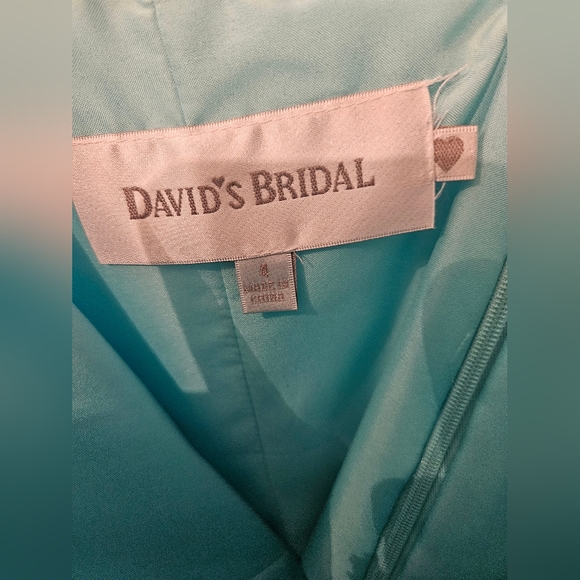 David's Bridal Turquoise Size 4 Bridesmaid Dress - Picture 2 of 3